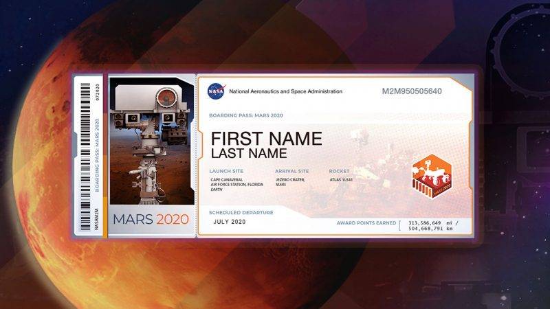 mars 2020 rover isim yazdırma